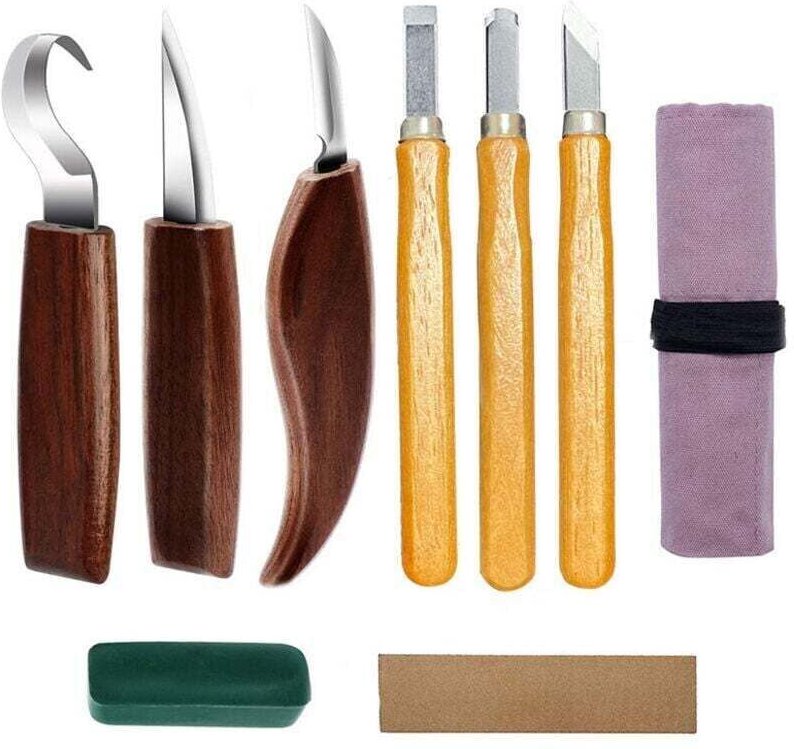 Holzschnitzwerkzeuge, Holzschnitzset, Holzschnitzmesserset mit Schnitzmesser, professionelle Holzgravurwerkzeuge für die...