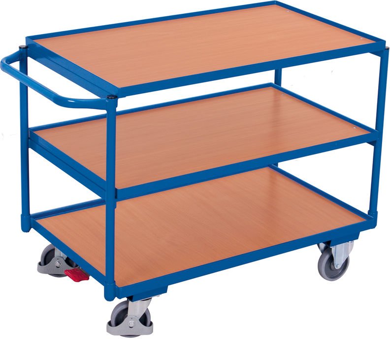 VARIOfit Tischwagen mit Schiebegriff und 3 Ladeflächen 835x495mm