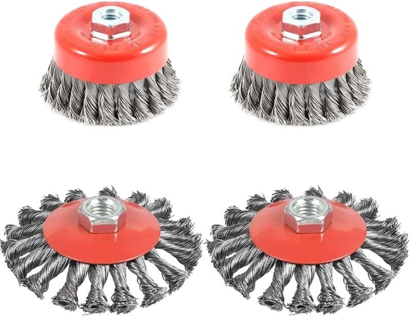 4 Stück Drahtreinigungsbürste, konische Bürste für Winkelschleifer, gedrehte Stahlschleifbürste, Durchmesser von 75 mm u...