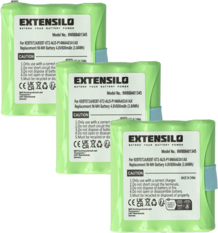 Extensilo - 3x Akku Ersatz für Motorola IXNN4002B, LIS-P14MAA03A1AX, BP-38 für Funkgerät, Walkie Talkie (800mAh, 4,8V, N...