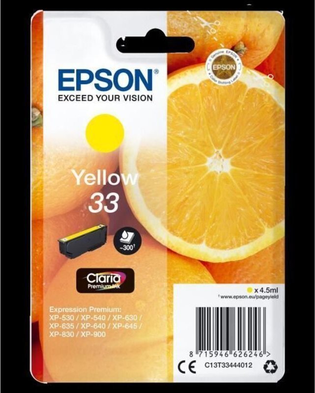 Epson C13T33444012 Druckerpatrone 33 gelb Claria Premium Ink (C13T33444012)
