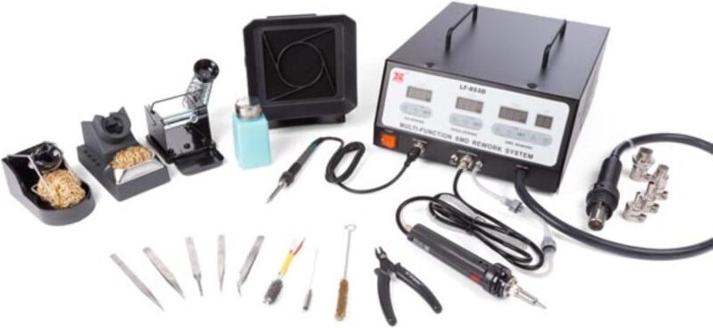 Xytronic Multifunktionale smd Lötstation mit 100W Lötkolben und 600W Heißluft, einstellbare Temperaturregelung mit lcd A...