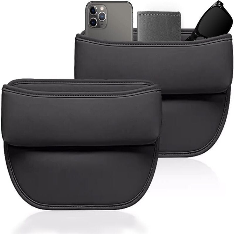 Lntyq 2 Stück Autositz-Aufbewahrungsbox, Leder-Auto-Organizer, Konsolen-Seitentasche, multifunktionale Autositz-Lückenau...