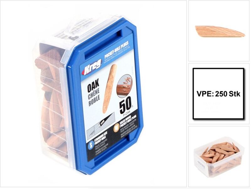 KREG Pocket-Hole Stopfen Eiche 250 Stk. ( P-OAK ) Massivholz kürzbar