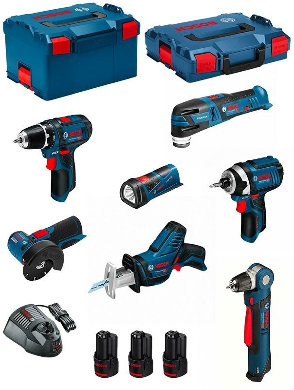 Bosch - Kit 12V BMK7-28CD3 (gsr 12V-15+GDR 12V-105+GWB 12V-10+GWS 12V-76+GOP 12V-28+GSA 12V-14+GLI 12V-80+3 x 3,0 Ah+2xL...