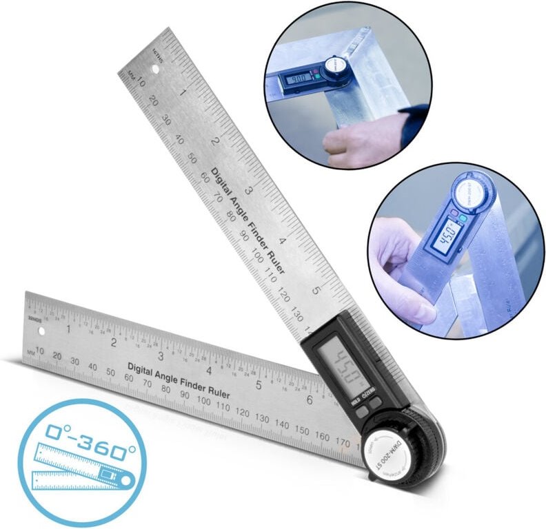 Digitaler Winkelmesser DWM-200 st mit 180 mm Messbereich 360° - Stahlwerk