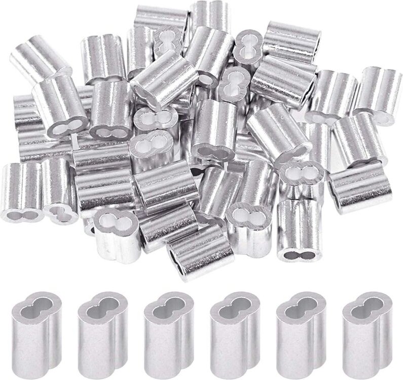 Packung mit 200 2,5-mm-Aluminium-Crimphülsen für Drahtseile und Kabel (200 Stück)