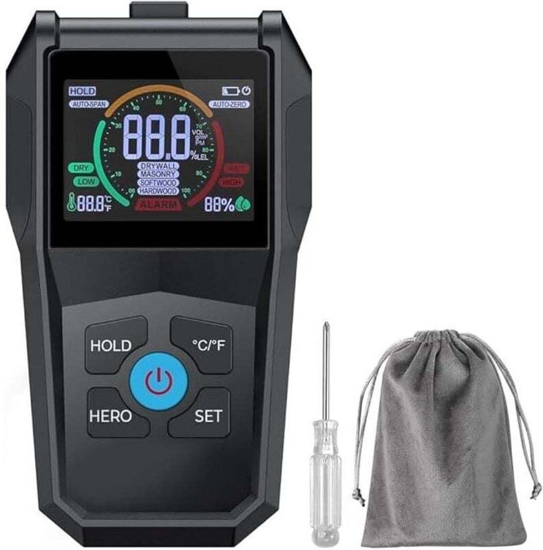 4-in-1 Holzfeuchtemessgerät mit digitaler LCD-Anzeige