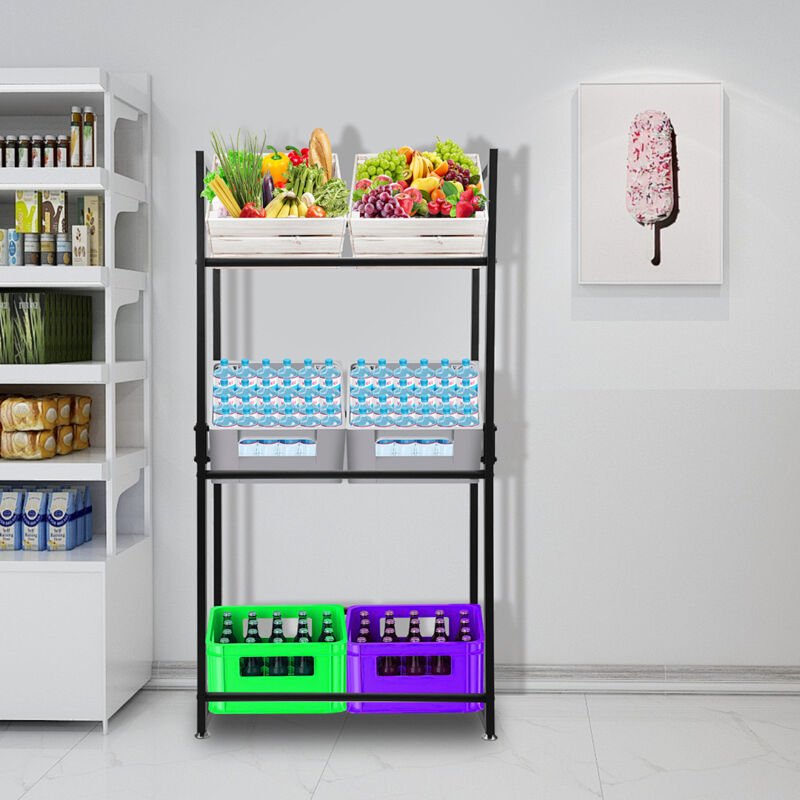 Randaco 3x Getränkekistenregal Getränkeständer Bierkistenregal Getränkekisten aus Metall 71x30x140cm