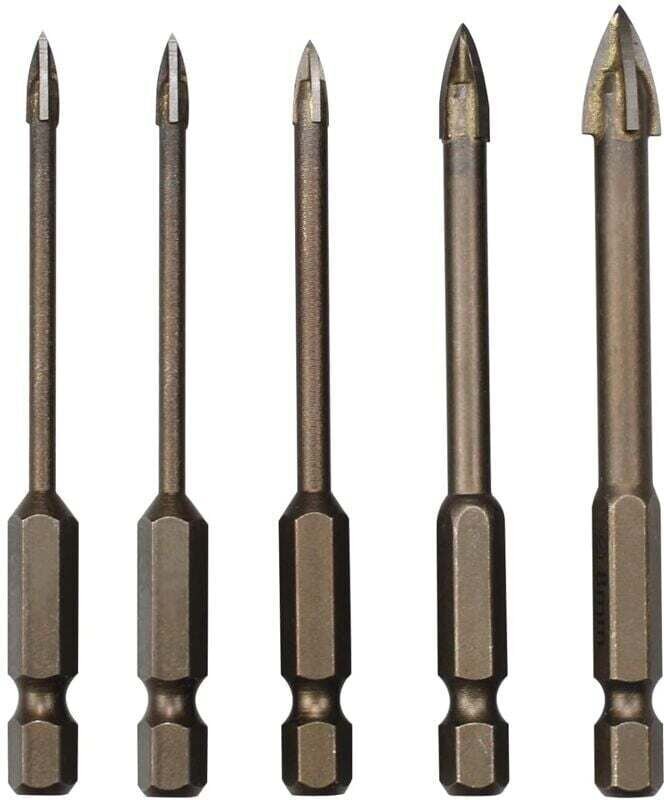 5-teiliges Dreieckbohrer-Set, Hartmetall-Fliesenbohrer, effizientes Universal-Bohrwerkzeug für Glas, Fliesen, Beton, Mar...