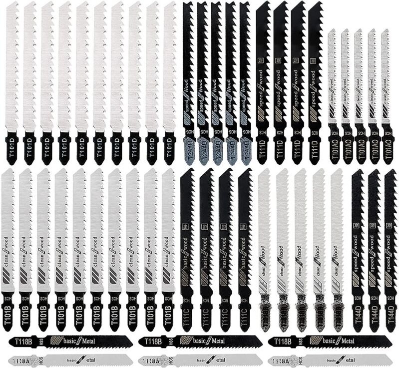 52tlg. Stichsägeblätter Set Stichsägeblätter Holz Jigsaw Sã¤gen T-Schaft Stichsägeblatt für Holz und Metall, sägeblätter...