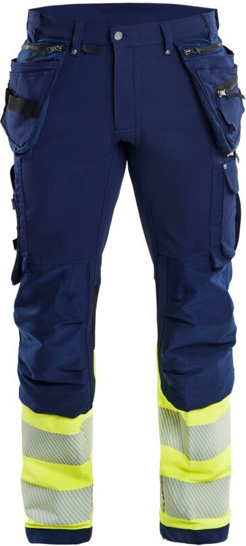 Hochsichtbarer Arbeitshose Handwerker Stretch 4D 1993 - Marine/Gelb Neon L - DE(46) - SE(C52) - Kurz