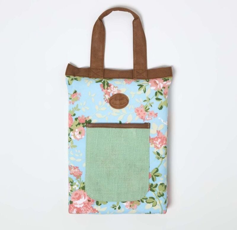 Garten-Kniekissen Rosen blau-rosa, 26 x 40 cm mit Tragegriff - Homescapes