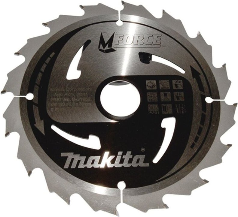 Kreissägeblatt m-force 180/30 mm, 16 Zähne, 1,2 mm, Holz - Makita