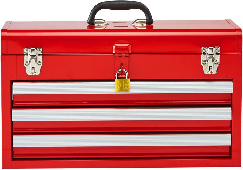 Werkzeugkasten aus Metall, 52,1 cm, tragbar, mit 3 Schubladen, EVA-Innenmaterial, Verriegelung und Pulverbeschichtung, f...