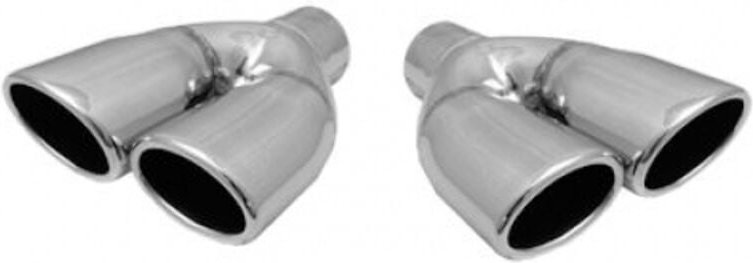 2x Doppelrohr Auspuffblenden - Set mit 2 Stück - zum Schweißen