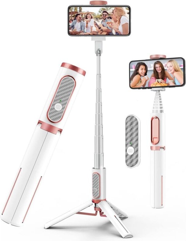 Selfie-Stick, Stativ für Smartphones mit Fernauslöser für iPhone 14/13/12 Pro Max, Samsung, Huawei etc. – für Videoaufna...