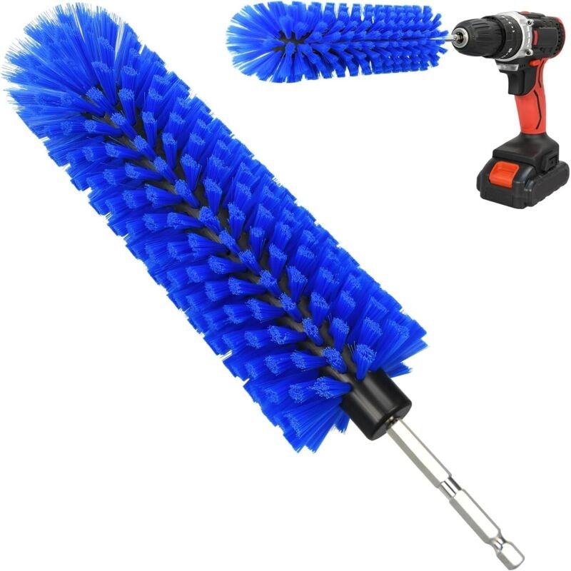 Bohrbürste für Autoräder und Flaschen, 25 cm lang, für Räder, Felgen, Motoren, Auspuff, Flaschen (blau)