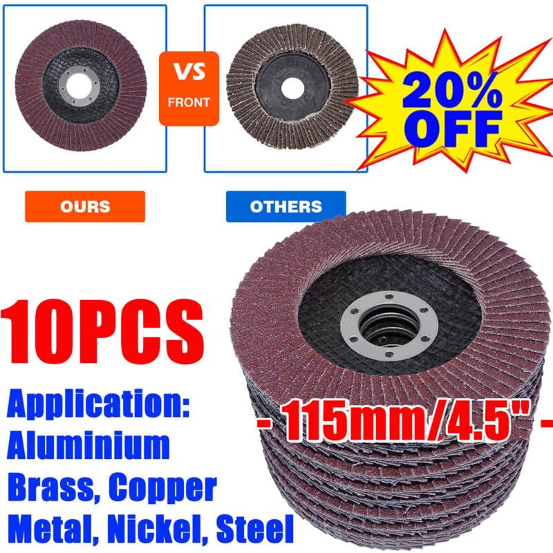 Dayplus - Winkelschleifer Flap Discs Schleifscheibe 10x 115mm 80 Grit für Metall/Holz
