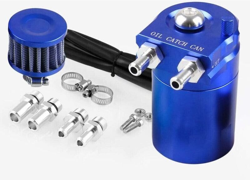 Universeller Ölabscheider, 300 ml Luftfilter Entlüfter Motorabscheider Öltank Auto Ölabscheider (Blau)