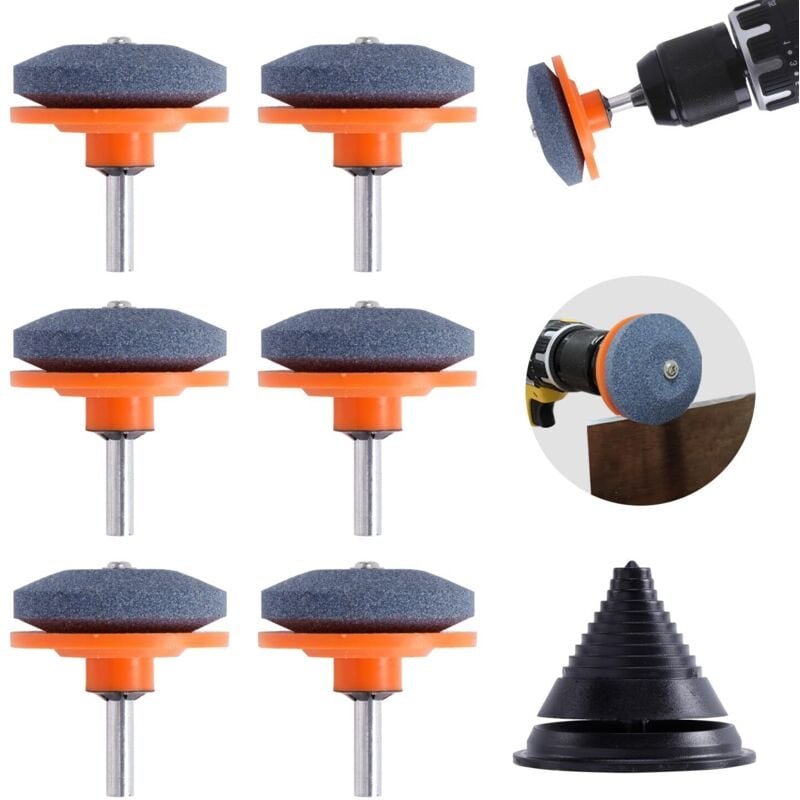 Markenloses 7-teiliges Rasenmähermesser-Schärfset: Verschleißfester Universalschärfer und Messerauswuchter. Geeignet zum...