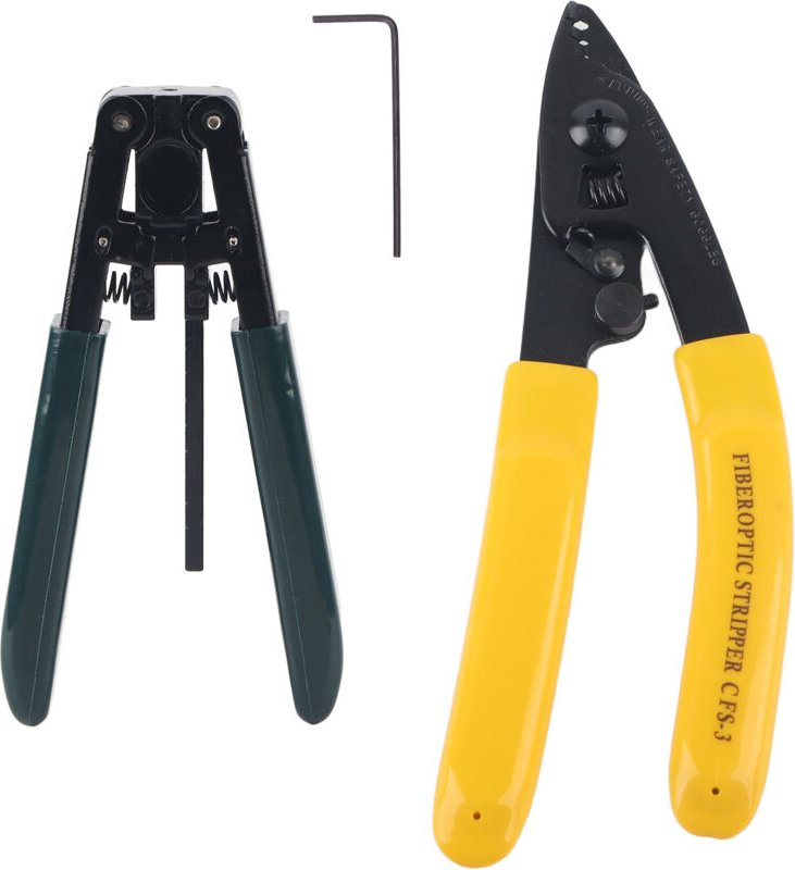 Glasfaser-Werkzeugset, 3-Port-Zange + Glasfaser-Abisolierzange, Glasfaser-Abisolierzange, zum Schneiden, Crimpen, für Te...