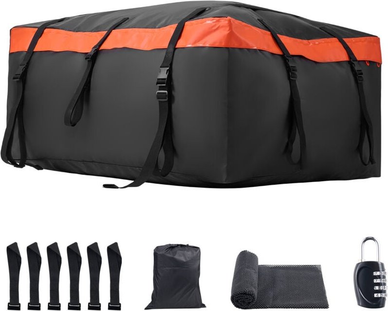 20 Kubikfuß Autodach-Gepäckträgertasche, 840D pvc wasserdichte Dachgepäcktasche, Anti-Rutsch-Matte, Schloss, 6 Türhaken,...