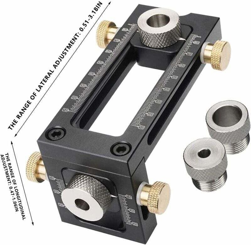 Shining House - 2-in-1 verstellbare Holzbearbeitungs-Schraublehre, 4-Loch-Bohrführungssatz, 6/8/10/12 mm Holzbearbeitung...