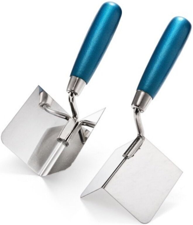 Set aus 2 Winkelkellen 80 x 60 mm, Winkelkellen für den Innen- und Außenbereich, aus Edelstahl, für professionelle Verpu...