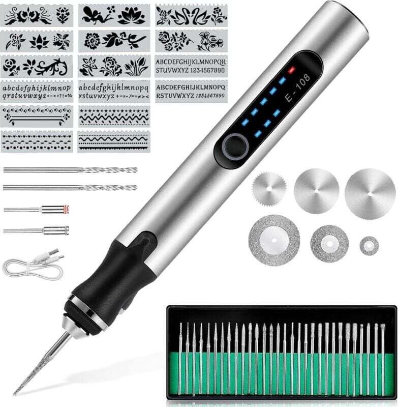 Kabelloser elektrischer Gravierstift, wiederaufladbares USB-Gravierwerkzeug-Set, Mini-Gravierwerkzeug, tragbarer DIY-Rot...