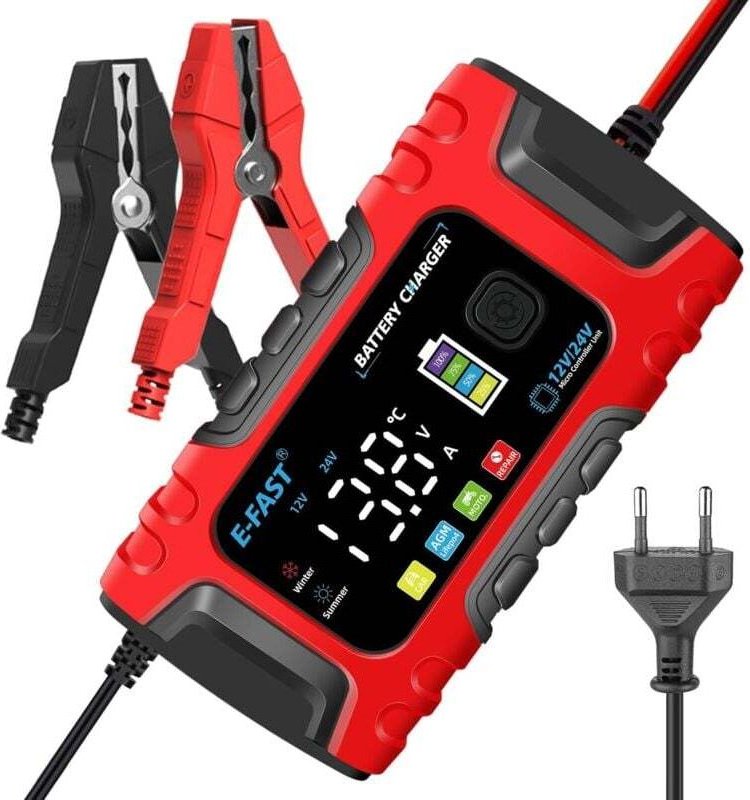 Intelligentes 12-V-Batterieladegerät (6A) mit Erhaltungs- und automatischer Reparaturfunktion, tragbar mit LCD-Display, ...