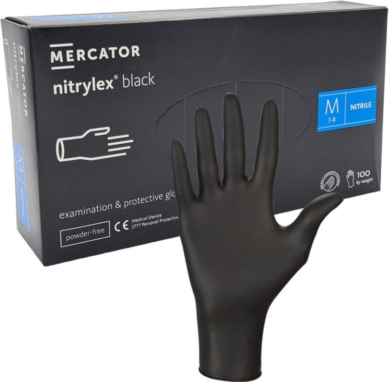 Nitrilhandschuhe, Größe M, schwarz, Mercator Nitrylex Black, 100 Stück