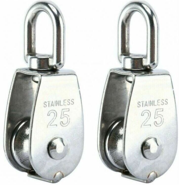 2er-Set Heberollen, 304 Edelstahl Einzelrolle M25, Einzelrolle, Tragkraft 150kg Ymyny