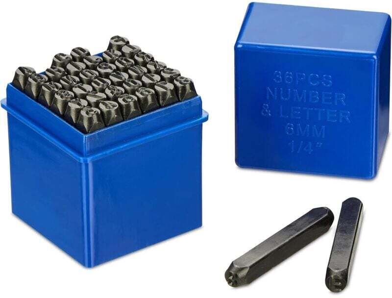 Vtizikl 36 Pièces Lettres et Chiffres à Frapper, 6mm Lettres et Chiffres à Frapper, A-Z et 0-9 Tampon Lettres Numéro Chi...