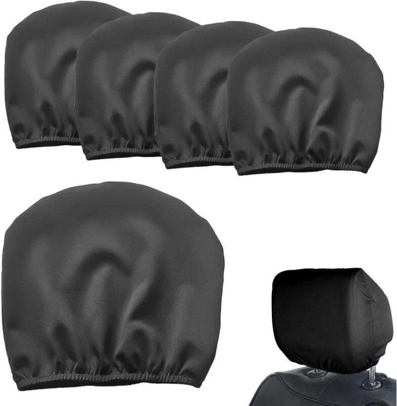 Waschbare, elastische Kopfstützenbezüge für Autositze, passend für alle Autos (schwarz)