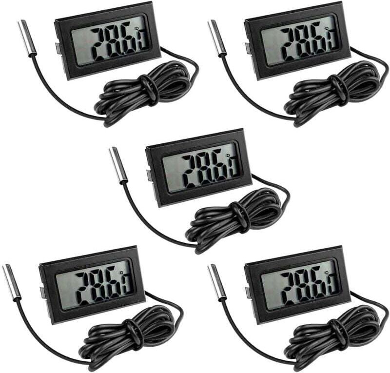 5-teiliges digitales Kühlschrankthermometer-Set, digitale Temperatursonde mit LCD-Display, Temperatursensor-Tester für K...