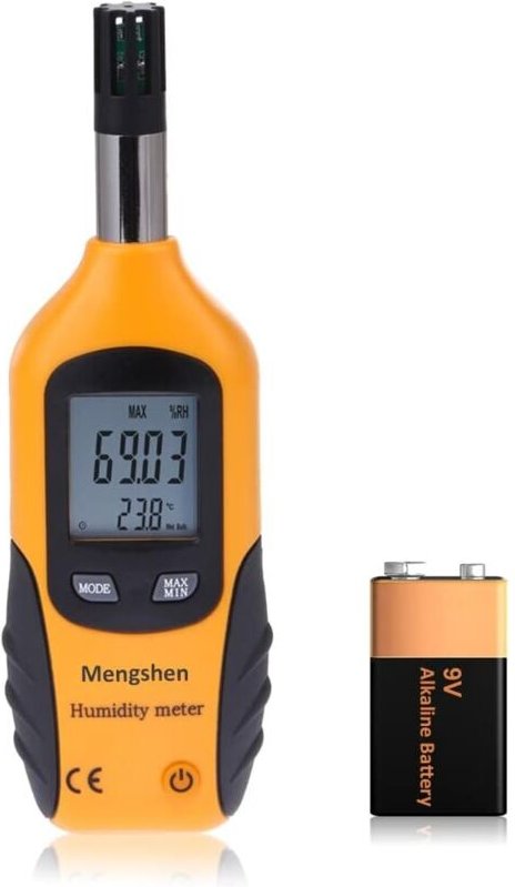 Professionelles Temperatur- und Feuchtigkeitsmessgerät – mit Taupunkt- und Feuchtkugeltemperaturanzeige – Batterie im Li...