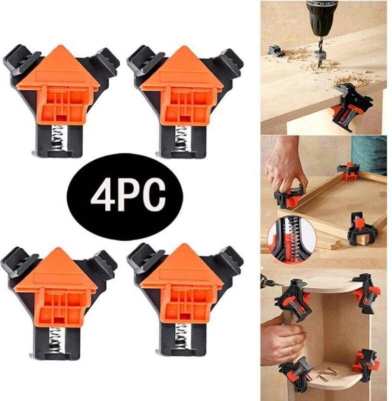 4er-Pack 90-Grad-Winkelklemmen für Zimmerei, Holzbearbeitungswerkzeuge, Lochsucher, für Holzbearbeitung, DIY-Bilderrahme...