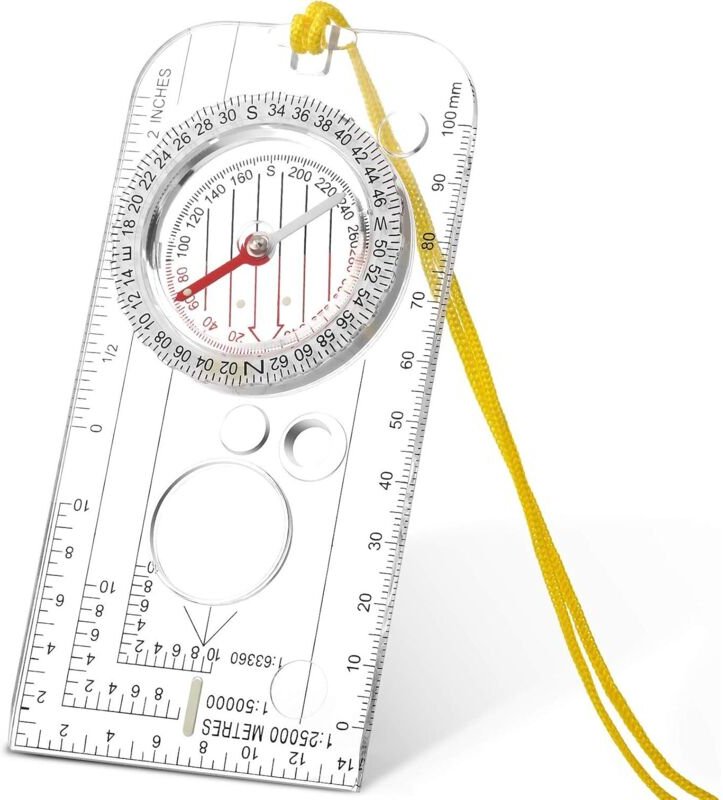 Navigationskompass, Pfadfinderkompass, Orientierungskompass, leichter Wanderkompass (12,5 x 6,0 cm)