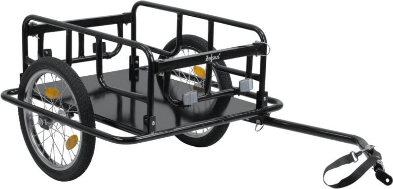 Zelsius Fahrradanhänger Transport, 68 Liter, Anhänger Klappbar, Transportwagen für 2 Getränkekisten