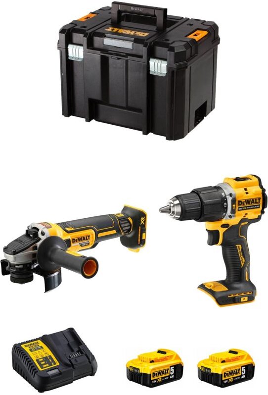 Dewalt - Kit DCK227 (DCG405 + DCD100Y + 2 x 5,0 Ah + DCB115 + tstak vi)