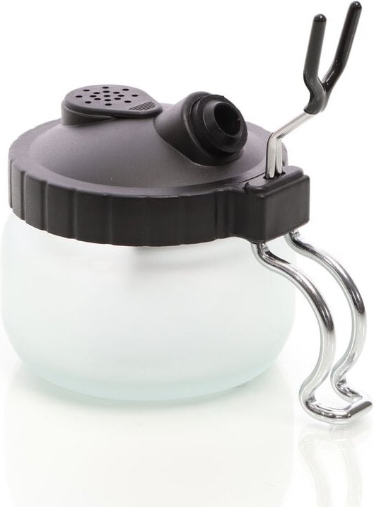 Airbush Reinigungsgefäß, Aussprühbehälter Reinigungsstation mit Halter für Airbrushpistolen, Airbrush Zubehör - Wiltec