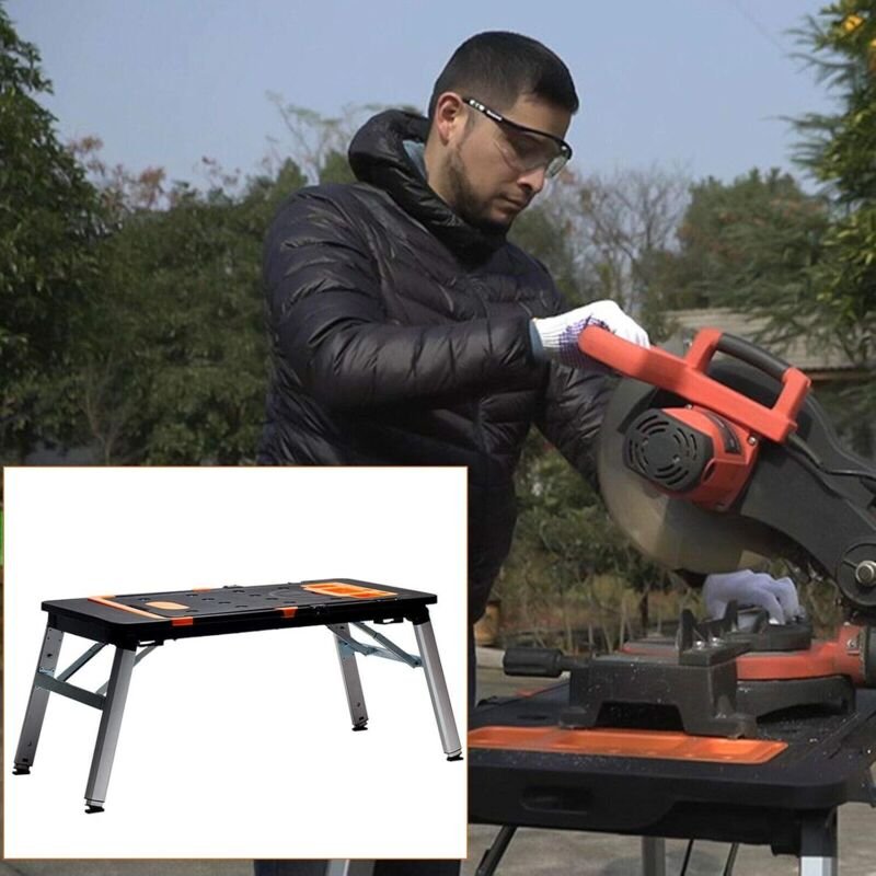 Mobil Werkbank Klappbar Werktisch 7 in 1 Multifunktions Arbeitstisch Rollbrett Handkarren Sägebock Tischbeine Höhenverst...