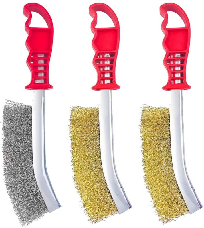 Ersandy - 3-teilige Handdrahtbürste, 140 mm Drahtbürste aus vermessingtem Stahldraht, Edelstahldrahtbürste zum Entfernen...