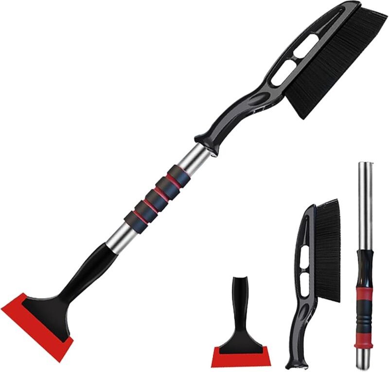Eiskratzer Auto mit Besen, 2 in 1 Schneebesen Auto Stabiler Teleskop Car Scheibenkratzer 88cm Lang mit Ergonomischem Sch...