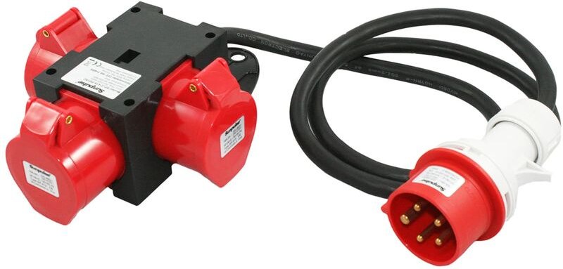 CEE Adapter 16A 3 x 400V 16A Baustromverteiler Stecker Kupplung Verteiler 5-polig IP44 91445