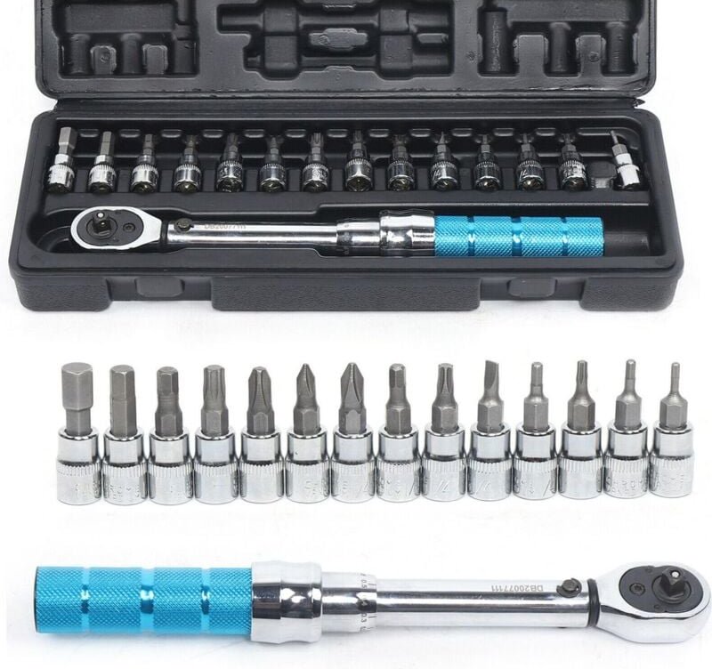 15-teiliger Drehmomentschlüssel Fahrrad-Drehmomentschlüssel Werkzeug Fahrrad-Drehmomentschlüssel 1/4'' 2-14Nm Manueller ...