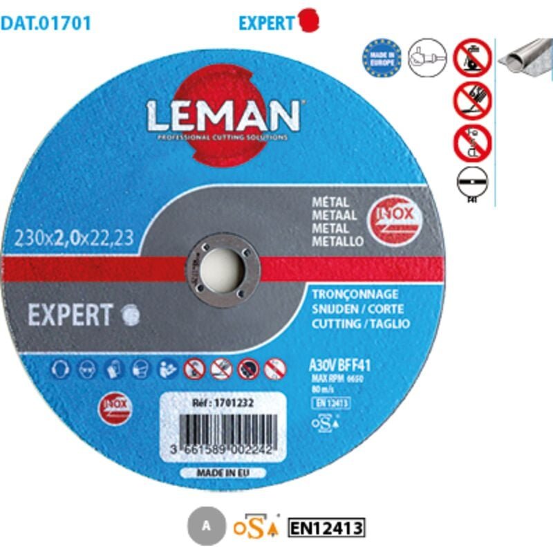 Flacher Schleifscheibe aus Edelstahl Expert ø 115 Bohrung 22,23 Dicke 1 mm – 25 Stück in der Packung