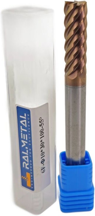 Vollhartmetall-Fräser, 6 Schneiden, 10 x 30 x 100 mm, TiSiN, 55 HRC