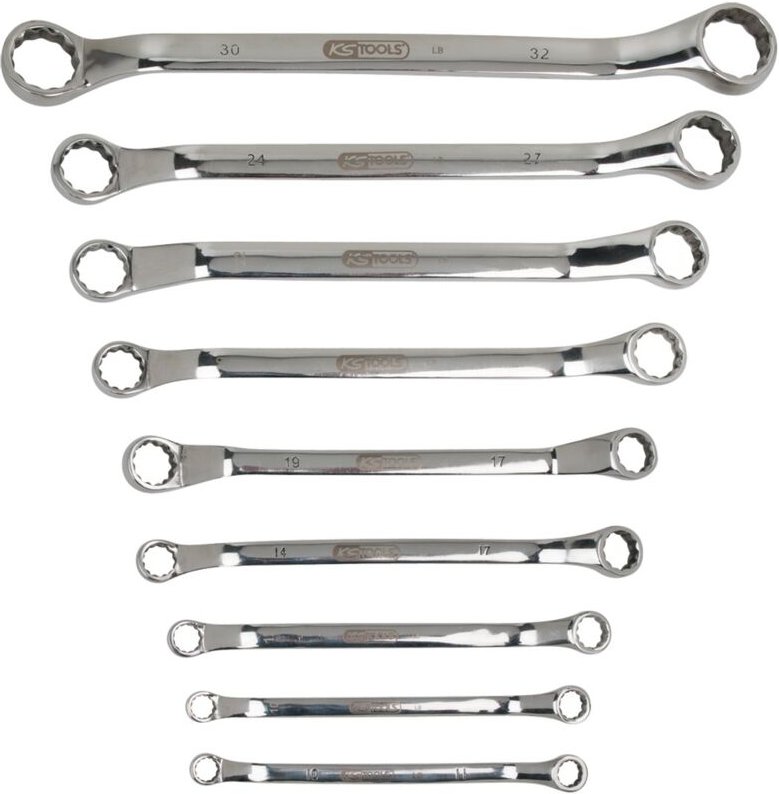 Ks Tools edelstahl Doppel-Ringschlüssel-Satz, gekröpft, 9-tlg